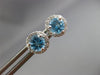 ESTATE 1.17CT DIAMOND & AAA BLUE TOPAZ 14KT WHITE GOLD ROUND HALO STUD EARRINGS