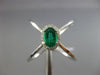 LARGE .56CT DIAMOND & AAA COLOMBIAN EMERALD 14K WHITE GOLD HALO CRISS CROSS RING