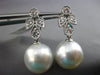 ESTATE LARGE .85CT DIAMOND & AAA SOUTH SEA PEARL 18K WHITE GOLD HANGING EARRINGS