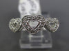 ESTATE .20CT ROUND DIAMOND 14KT WHITE GOLD 3D MILGRAIN THREE HEART LOVE RING