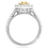 ESTATE .67CT WHITE & FANCY DIAMOND 18KT 2 TONE GOLD 3D OVAL HALO ENGAGEMENT RING