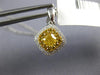 ESTATE 1.40CT WHITE & FANCY YELLOW DIAMOND 18KT 2 TONE GOLD SQUARE HALO PENDANT