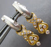 ESTATE .50CT DIAMOND 18KT TWO TONE GOLD 3D CLASSIC HEART HANGING EARRINGS #21907