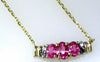 ESTATE 0.91CT DIAMOND & AAA PINK SAPPHIRE 14KT YELLOW GOLD OVAL & ROUND NECKLACE