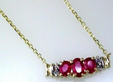 .71CT DIAMOND & AAA RUBY 14KT YELLOW GOLD 3D OVAL & ROUND 3 STONE FUN NECKLACE