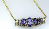 .61CT DIAMOND & AAA TANZANITE 14KT YELLOW GOLD OVAL & ROUND 3 STONE FUN NECKLACE