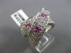 ESTATE LARGE 4CT ROUND DIAMOND & AAA PINK SAPPHIRE 14K WHITE GOLD 3D LOVE X RING