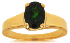 1.30CT AAA GREEN GARNET 14KT YELLOW GOLD CLASSIC OVAL SOLITAIRE ENGAGEMENT RING