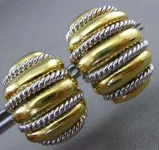 ESTATE LARGE 18KT WHITE & YELLOW GOLD 3D MULTI ROW TWISTED CLIP ON EARRINGS