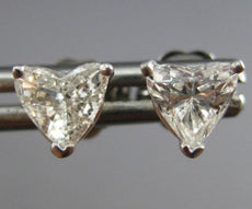 ESTATE .76CT DIAMOND 14KT WHITE GOLD CLASSIC HEART SHAPED STUD EARRINGS #26043