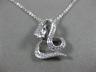 ESTATE .32CT DIAMOND & AAA SAPPHIRE 14K WHITE GOLD HAPPY SNAKE FLOATING PENDANT