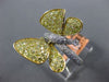 ESTATE LARGE 2.97CT WHITE & FANCY YELLOW DIAMOND 18KT 2 TONE GOLD BUTTERFLY RING