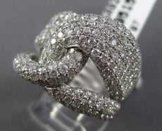 ESTATE LARGE 3.14CT DIAMOND 14KT WHITE GOLD 3D MULTI ROW INFINITY LOVE KNOT RING