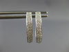 ESTATE .50CT DIAMOND 14K WHITE GOLD 3D CLASSIC TWO ROW OVAL HUGGIE HOOP EARRINGS