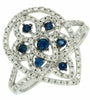 .65CT DIAMOND & AAA SAPPHIRE 14KT WHITE GOLD FLOWER PEAR SHAPE ANNIVERSARY RING