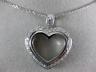 ESTATE .40CT DIAMOND 18KT WHITE GOLD 3D CLASSIC OPEN HEART PAVE PENDANT #11939