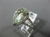 ESTATE LARGE 2.93CT DIAMOND & AAA GREEN AMETHYST 14K WHITE GOLD PEAR SHAPED RING