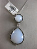 ESTATE LARGE 22.18CT WHITE & BLACK DIAMOND & WHITE AGATE 14KT WHITE GOLD PENDANT