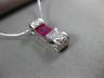 ANTIQUE 1.27CT DIAMOND & AAA RUBY 18KT WHITE GOLD 3D BAR SLIDE PENDANT #11254