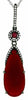 .77CT DIAMOND & AAA RUBY & RED AGATE 14KT WHITE GOLD 3D FLOWER TEAR DROP PENDANT