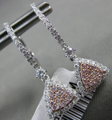 ESTATE .83CT WHITE & PINK DIAMOND 14KT WHITE & ROSE GOLD TRILLION HALO EARRINGS