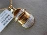 ESTATE LARGE .43CT DIAMOND 14KT ROSE GOLD 3D BABY SHOE PAVE FUN FLOATING PENDANT