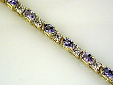 4.67CT DIAMOND & AAA TANZANITE 14KT YELLOW GOLD 3D OVAL & ROUND TENNIS BRACELET