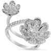 ESTATE LARGE .92CT ROUND DIAMOND 18KT WHITE GOLD CLASSIC DOUBLE FLOWER LOVE RING