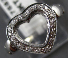 ANTIQUE LARGE .16CT DIAMOND 14KT WHITE GOLD OPEN HEART LOVE COCKTAIL RING #17582