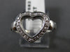 ANTIQUE LARGE .16CT DIAMOND 14KT WHITE GOLD OPEN HEART LOVE COCKTAIL RING #17582