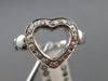 ANTIQUE LARGE .16CT DIAMOND 14KT WHITE GOLD OPEN HEART LOVE COCKTAIL RING #17582