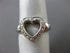 ANTIQUE LARGE .16CT DIAMOND 14KT WHITE GOLD OPEN HEART LOVE COCKTAIL RING #17582