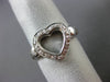 ANTIQUE LARGE .16CT DIAMOND 14KT WHITE GOLD OPEN HEART LOVE COCKTAIL RING #17582