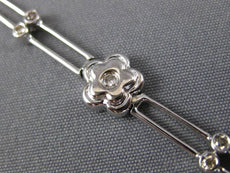 ESTATE .20CT DIAMOND 14K WHITE GOLD DOUBLE LINK FLOWER FLORAL BRACELET#19801