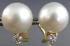 ESTATE LARGE .4CT DIAMOND & AAA SOUTH SEA PEARL 18K YELLOW GOLD CLASSIC EARRINGS