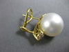 ESTATE LARGE .4CT DIAMOND & AAA SOUTH SEA PEARL 18K YELLOW GOLD CLASSIC EARRINGS