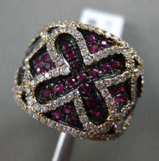 ESTATE LARGE 1.93CT DIAMOND & AAA PINK SAPPHIRE 18KT GOLD BUTTERFLY X LOVE RING