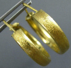 ESTATE 18KT YELLOW GOLD 3D CLASSIC MATTE HOOP EARRINGS #25141