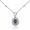GIA CERTIFIED 1.73CT DIAMOND & AAA SAPPHIRE 18K WHITE GOLD 3D OVAL LOVE NECKLACE
