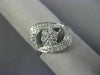 ESTATE WIDE .46CT ROUND DIAMOND 18KT WHITE GOLD 3D FLOWER LEAF LOVE FUN RING