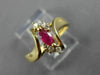 ESTATE WIDE .43CT ROUND DIAMOND & AAA MARQUISE RUBY 14KT YELLOW GOLD RING #22050