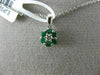 ESTATE SMALL .22CT DIAMOND & AAA EMERALD 14KT WHITE GOLD FLOWER FLOATING PENDANT