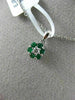 ESTATE SMALL .22CT DIAMOND & AAA EMERALD 14KT WHITE GOLD FLOWER FLOATING PENDANT