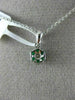 ESTATE SMALL .22CT DIAMOND & AAA EMERALD 14KT WHITE GOLD FLOWER FLOATING PENDANT