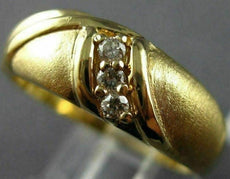 ESTATE .15CT DIAMOND 14K YELLOW GOLD 3 STONE MATTE TWIST MENS WEDDING RING 21320