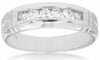 ESTATE .35CT DIAMOND 14KT WHITE GOLD 3D 6 STONE CHANNEL WEDDING ANNIVERSARY RING