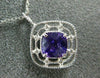 ESTATE .79CT DIAMOND & AAA AMETHYST 14K WHITE GOLD 3D SQUARE DOUBLE HALO PENDANT