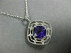 ESTATE .79CT DIAMOND & AAA AMETHYST 14K WHITE GOLD 3D SQUARE DOUBLE HALO PENDANT