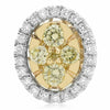 .55CT WHITE & FANCY YELLOW DIAMOND 14KT 2 TONE GOLD OVAL CLASSIC STUD EARRINGS