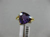 LARGE 3.24CT DIAMOND & AAA TRILLION AMETHYST 14KT YELLOW GOLD MILGRAIN FUN RING